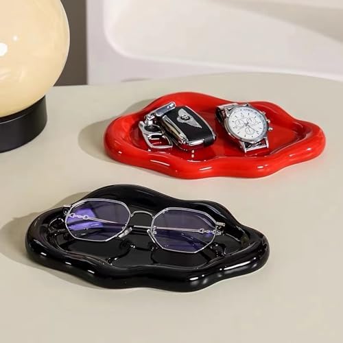 Ceramic Jewelry Tray Dish for Ring Key Trinket, Cute Cloud Shape Decorative Jewelry Plate Holder for Women Gift (Black) - Image 6