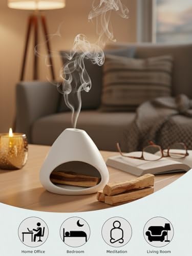 Ceramic Palo Santo Holder, Modern Incense Burner, Smudge Bowl (White) - Image 6