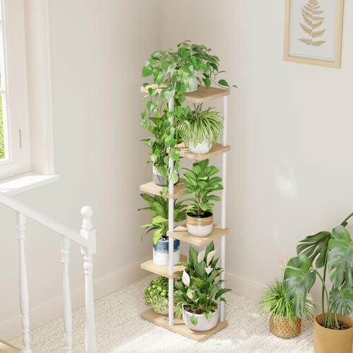 Bamworld Plant Stand 6 Tier Tall Shelf for Multiple Plants White - Image 6