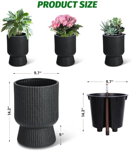 Garvee Self-Watering Planters, Set of 2, 14.2 Inch Tall Plant Pots - Image 7