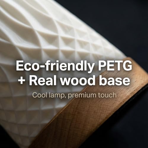 Small Bedside Lamp for Nightstand, 3D Printed Mini Table Lamp, 3 Color Temperatures Warm to Cool White, Cozy Small Lamp for Bedroom Dorm Tight Spaces, Ash Wood Base, 8.8 Inch Tall - Helix - Image 7