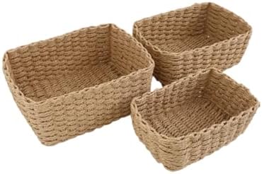 YHNNH Hand-woven Storage Basket: Ideal for Home Desktop Cosmetics and Living Room Sundries( beige) by YHNNH