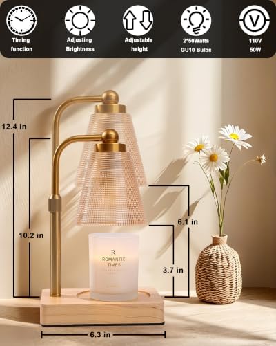 Candle Warmer Lamp with Timer, Dimmable, Adjustable Height, Square - Image 6