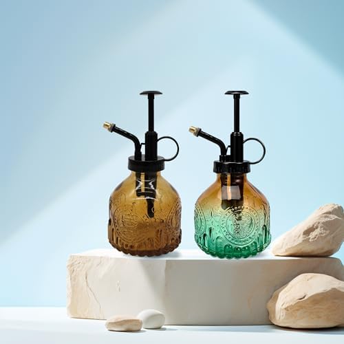 Glass Plant Mister Spray Bottle, 200ML Vintage Plant Spritzer, Succulent Watering Bottle Glass with Top Pump, Small Plants Sprayer Watering Can for Indoor Outdoor House(All Brown) - Image 7