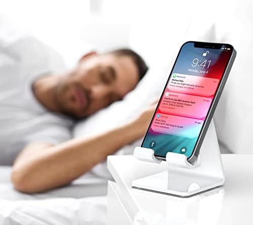Crpich Acrylic Cell Phone Stand, Portable Phone Holder, White Phone Stand for Desk, Compatible with Phone16 15 14 13 12 Pro Max Mini 11 Plus, Switch, Android Smartphone, Pad, Tablet, Desk Accessories - Image 7