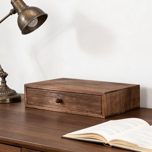 Sturdy Wood Multiple Compartment Storage Tray for Tidying Workspaces Wood Desktop Planner - Image 7