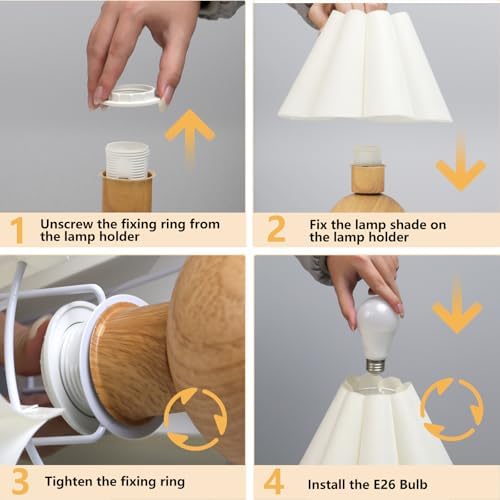 KUNJOULAM Cute Small Table Lamp, Modern Bedside Nightstand Lamp with Fabric Lampshade, Metal Base for Bedroom Home Office Decor (Without Buld) - Image 7