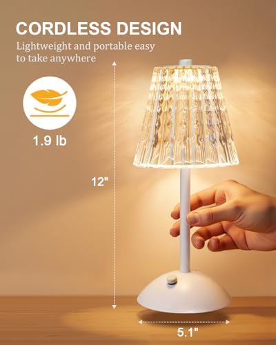 Nusogon Rechargeable Cordless Table Lamp, Touch Control Crystal Desk Lamp - Image 2