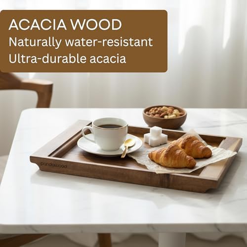 Acacia Wood Serving Tray for Coffee Table, Ottoman Tray Decor, 15.7x11 Inch - Image 6