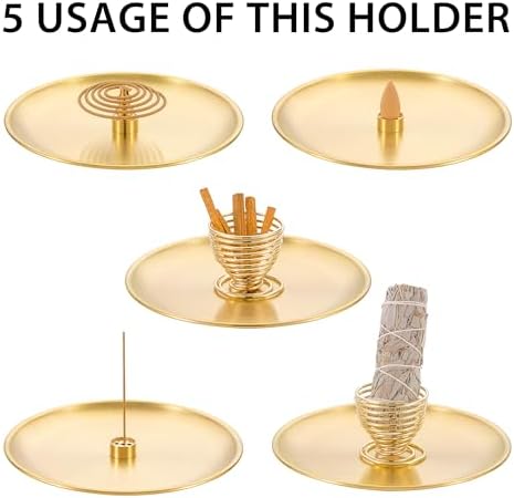 4 in 1 Brass Gourd Incense Burner Sticks Cones Coils Ash Catcher Home Decor - Image 7