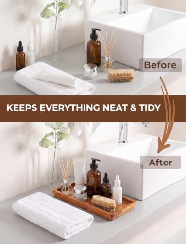 Demigo Bathroom Vanity Tray, Natural Acacia Organizer Tray, 11.8 x 5.9 in - Image 6