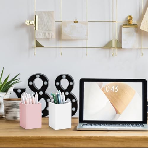 Pen Holder for Desk,Nordic Elegance Square Silicone Pencil Holder Soft Minimalist Desk Pen Cup Stand Waterproof Multifunctional Office Supplies for Home,Kids and School(White) - Image 7