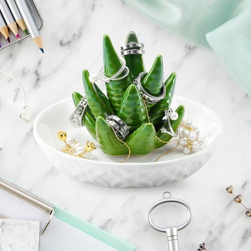 OSOPOLA Ceramic Aloe Jewelry Tray Ring Holder Dish Key Tray - Image 6
