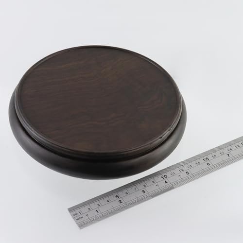 Oriental Wooden Pedestal Vintage Ebony Vase Lamp Teapot Base Solid Wood Round Display Stand Base for Classy Crafts Statue Home Decoration, 6.3" Inner Diameter - Image 5