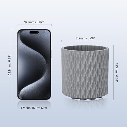 Pencil Holder - 360° Rotation, 5 Slot Desk Supplies For Women Office Aesthetic. Pencil Holder For Office&School, Desk Accessories(Grey) - Image 6