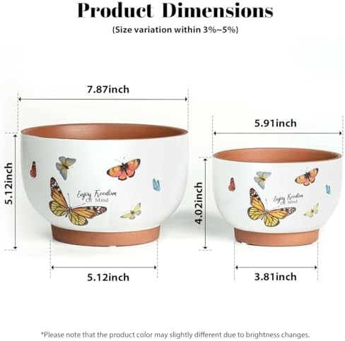 Terracotta Pots, 8+6 Inch Plant Pots, 2 Pcs with Drainage Holes - Image 6