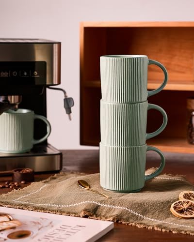 famiware Coffee Mug Set of 8, Star 12 oz Ceramic Mugs Cups Set with Handle - Image 6