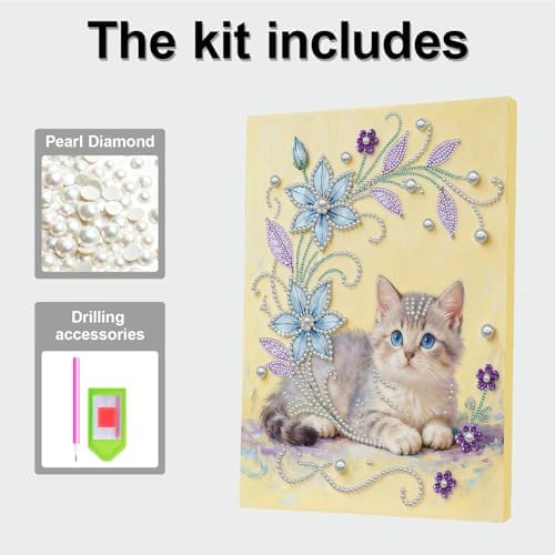 DIY Pearl Painting with Frame, Creative Design, Handmade Stress-Relieving Home Wall Decoration, Includes Frame and Tools-Cat - Image 7