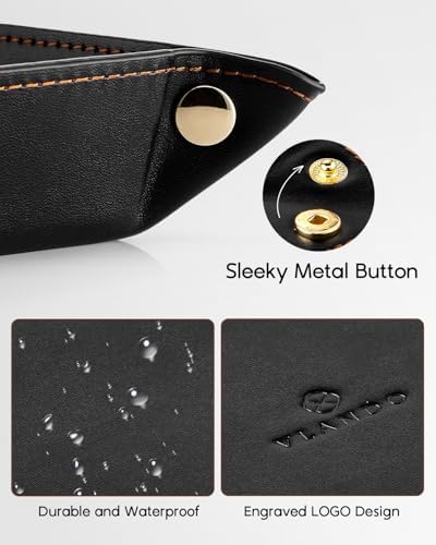 VLANDO Valet Tray, Foldable PU Leather Catchall Tray, Black - Image 6