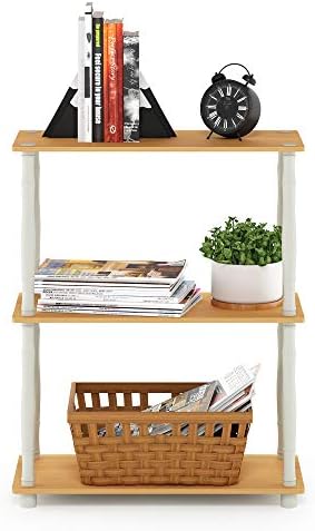 Furinno Turn-N-Tube 3-Tier Compact Multipurpose Shelf Display Rack with Classic Tube, Beech/White - Image 5