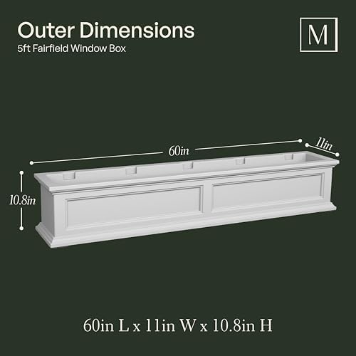 Mayne Fairfield 60in Self-Watering Rectangular Window Box Planter, White - Image 6