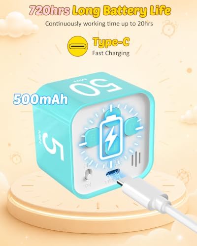 Digital Pomodoro Timer Cube 5/10/25/50min Preset, Silent & Sound Alarm - Image 6