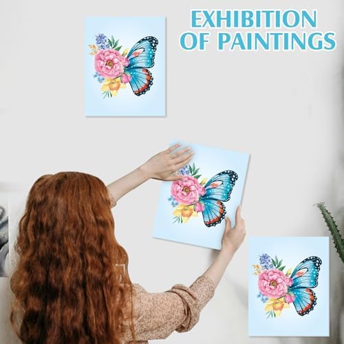 Cholemy 8 Set Paint and Sip Kit for Adults 8'' x 10'' Pre Drawn Canvas with Wooden Easels Acrylic Paint Brushes Wash Cup Palette Apron for Painting DIY Date Night Party Supplies(Butterfly) - Image 6