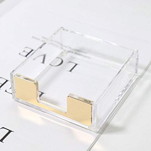 Buqoo Acrylic Sticky Notes Pad Holder Gold Desk Organizer Memo Holder - Image 6