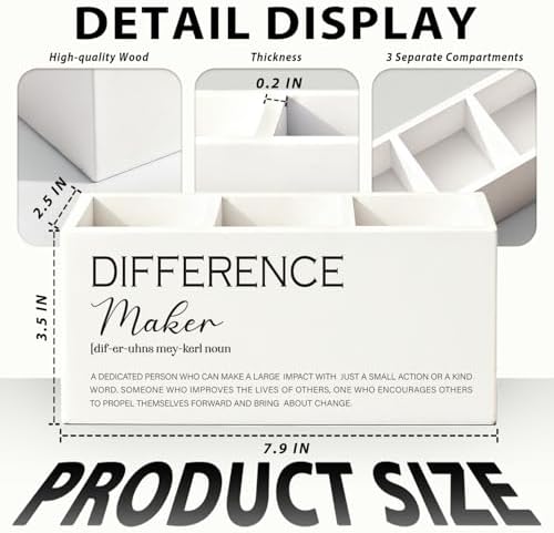 Difference Maker Gift Pen Pencil Holder for Desk, Thank You Appreciation Gifts for Coworkers Leaders Teachers, Difference Maker Wooden Box Sign Decorations for Office Workplace Desk Tabletop - Image 7