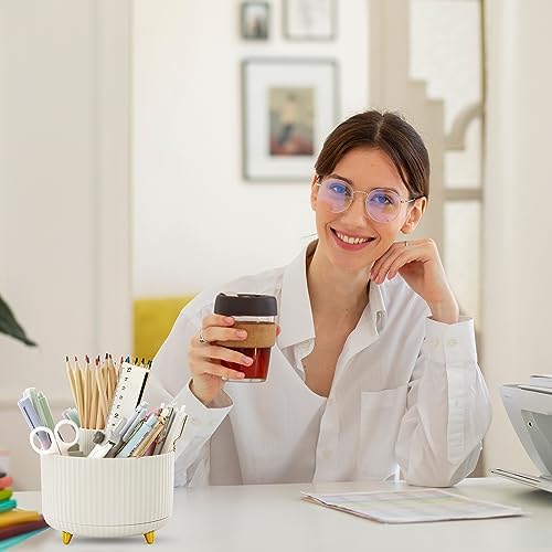 SKYDUE 2 Pack Pen Holder, 360 Degree Rotating Pencil Holder for Desk Organizer, Rotating Desktop Pen Organizer with 5 Slots, Office Supplies, Pencil Cup for Office, School, Home - Image 7