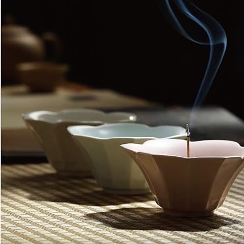 Ceramic Incense Holder for Sticks with 4mm Hole & Ash Bowl - Lotus Design Incense Burner, High-Temperature Fired Glaze, Easy Clean, Portable for Desk, Tea Room, Office Decor,Milky White - Image 7