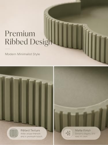 Ceramic-Look Clover Decorative Tray, Vanity Tray for Perfume, Jewelry, Candles and Bathroom Countertop, Modern Ribbed Catchall Tray for Coffee Table Décor - Image 6