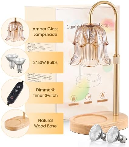 Candle Warmer Lamp Adjustable Timer - Electric Flower Glass Candles Light - Image 6