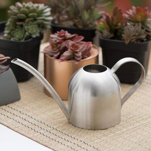 Metal Indoor Plant Watering Can, 500ml/17OZ Stainless Steel Small Watering Can Pot with Long Spout, Mini Garden Watering Pot with Comfort Handle for Office House Balcony Succulent Flowers - Image 7