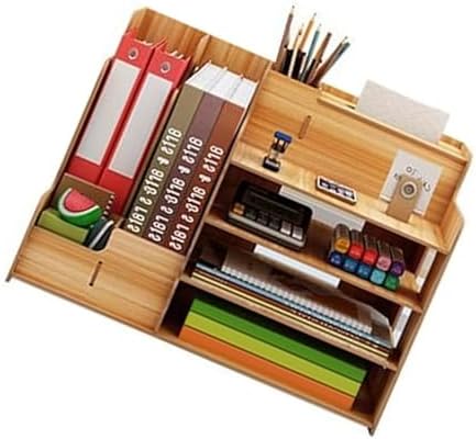 Desktop Organizer, Office Storage Rack, Multipurpose Modern Simple Style Wood Desktop Storage Shelf for Home School Office, Home Decor, True Nature Stand Shelf, Sleeks and Simple Design(Cherry Wood) - Image 6