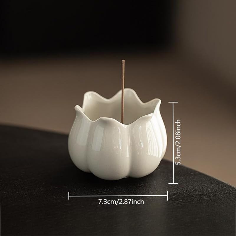 Incense Holder Modern Minimalist Circular Incense Stick Burner for Cones or Sticks for Yoga & Meditation, Enhance Atmosphere,Ceramic Ash Catcher White-8 - Image 7