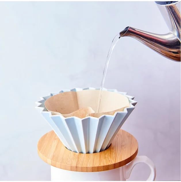 Origami Filter Cup,Ceramic Pour Over Coffee Maker, Non-Electric Pour Over Coffee Dripper, Easy Manual Brew Maker, Single Cups Porcelain for Home, Cafe, Camping, Coffee Gifts (White) - Image 7