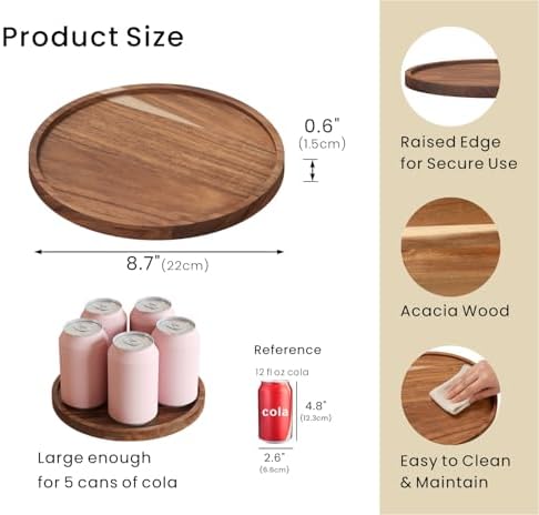 VERTORGAN Acacia Wood Serving Tray,8.7 Inch Decorative Trays,Home Decor - Image 6