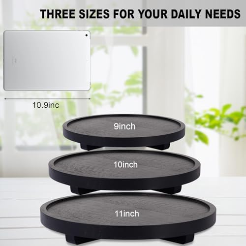 Round Decorative Tray Farmhouse Kitchen Decor Soap Dish, 9" Black - Image 6