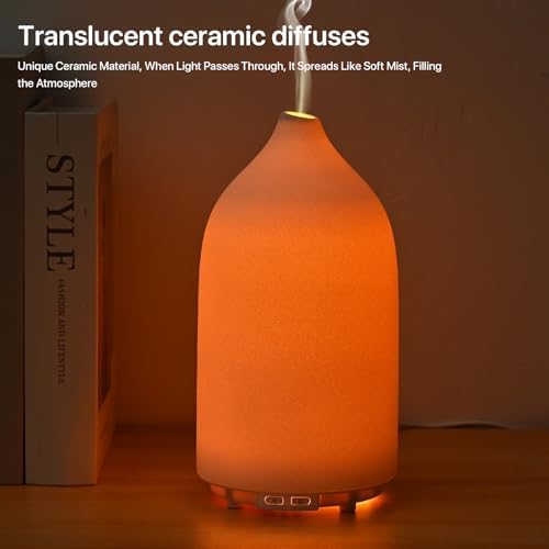 Aroma Diffuser,500ML Ceramic Ultrasonic with 7-Color LED Light,Essential Oil Diffuser for Home ,Quiet Cool Mist Diffuser for Bedroom, Office - Image 7