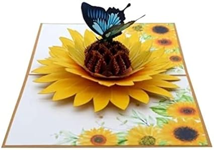 3D Pop-Up Sunflower Greeting Card with Butterfly โ Handmade Birthday, Thank You, Get Well, Thinking of You Card โ Unique Floral Gift for Women, Mom, Friends & Nature Lovers F30