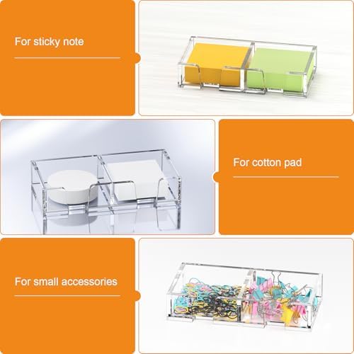 BEEGO Sticky Note Organizer - 3x3 in 2IN1 Crystal Clear Acrylic Notepad Holder Acrylic Sticky Note Dispenser Cute Memo Holder (NO Pads) for Dorm Room Office Desk Organization - Image 7
