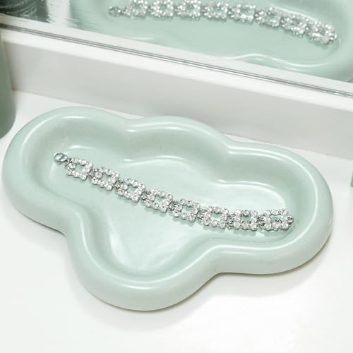 Lynagert Cloud Trinket Dish, Chubby Jewelry Tray, Ceramic Jewelry Ring Trinket Dish for Rings Earrings Necklace Organizer, Mother's Day Thanksgiving Christmas Birthday Bridesmaid Gifts (T-Green) - Image 5