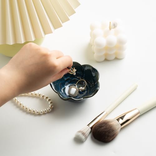 Mecaikru Ceramic Flower Jewelry Dish, 3.5 in Ring Tray with Gift Box & Card - Image 6