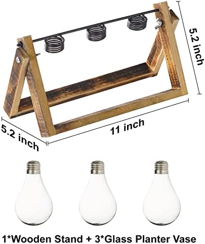 Marbrasse Plant Propagation Stations with Wooden Stand, Desktop Plant Terrarium Holder Bulb Vase, Glass Vase Container with Metal Swivel Holder for Hydroponics of Home Garden Office Decor Lover Gifts - Image 7