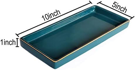 10 x 5 Ceramic Bathroom Tray for Countertop, Decorative Vanity Tray for Dresser Tops, Small Rectangular Trays for Perfume, Candle, Jewelry, Cosmetics (Green) - Image 5