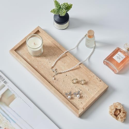 Natural Travertine Vanity Tray, Stone Organizer for Bathroom & Kitchen - Image 6