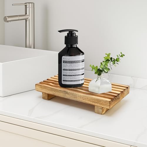 Small Wood Pedestal Stand for Bathroom Tray Kitchen Sink Counter Decor Tray - Image 7