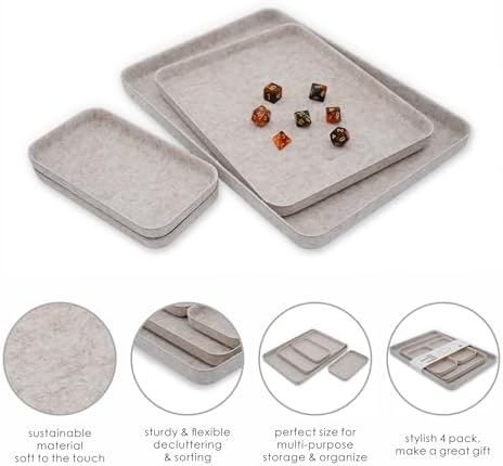 Welaxy Felt Nightstand Organizer 4pc Oatmeal Entryway Caddy DND Dice Tray - Image 6