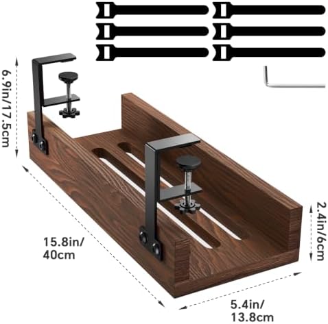 NiHome Under Desk Cable Management Tray, Wood Cord Organizer, No-Drill - Image 7